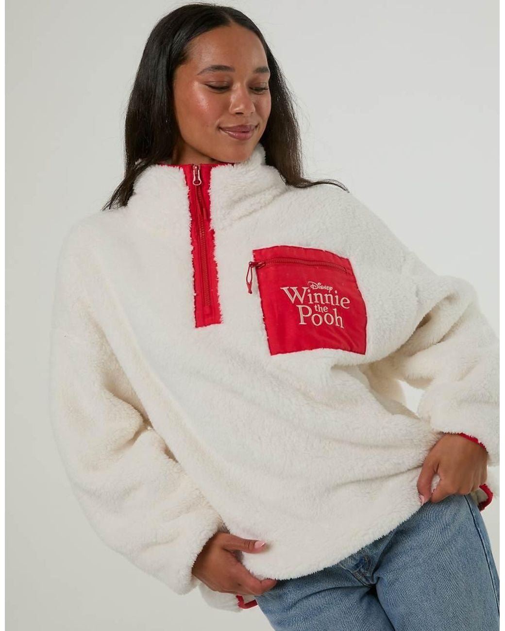 Skinnydip London Gray Disney Winnie The Pooh Embroidered Fleece Jacket