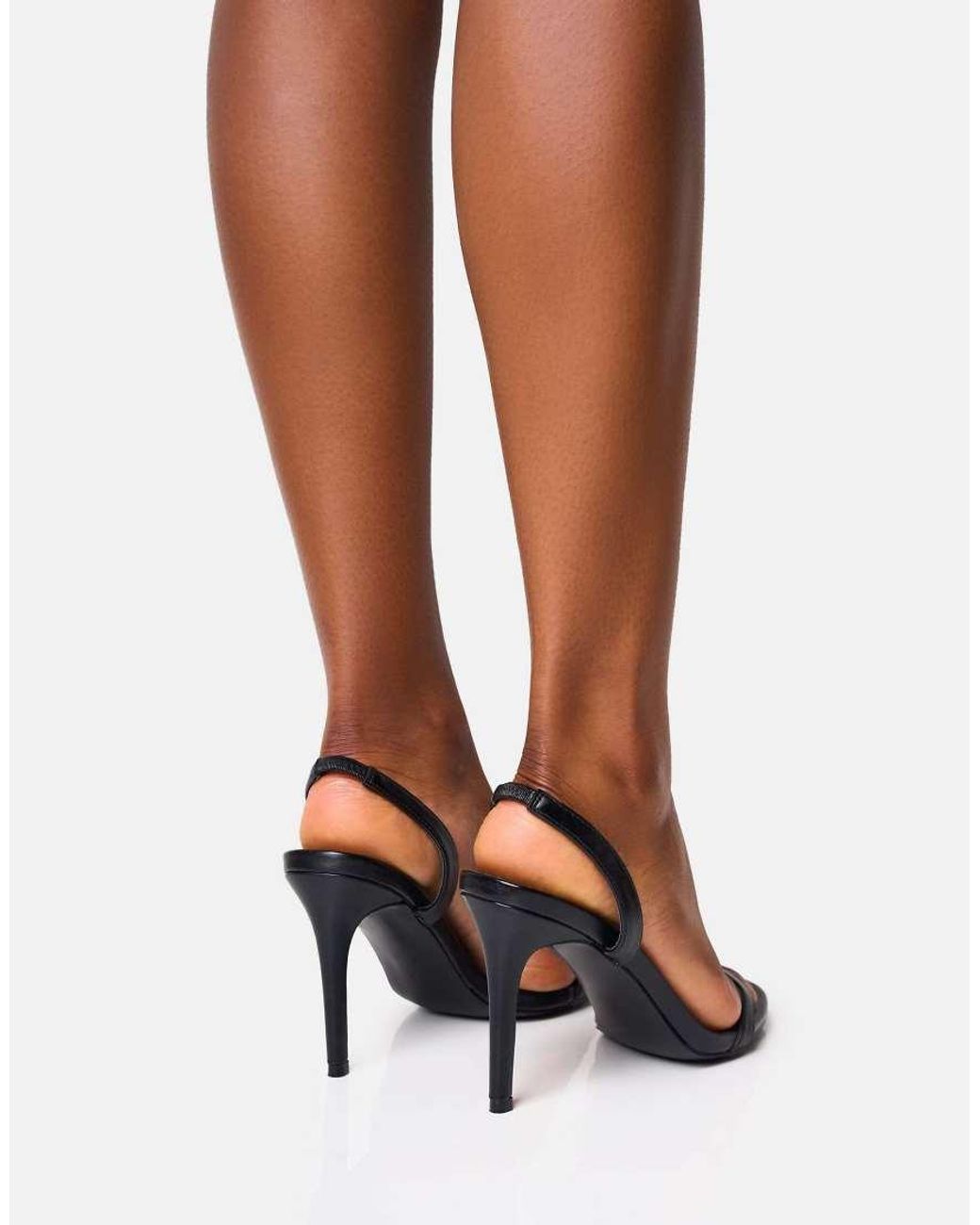 Public Desire Multicolor Barely Black Round Toe Slingback Stiletto Heels