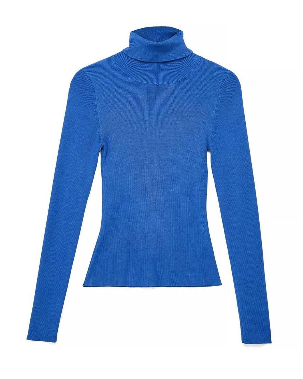 NA-KD Blue Long Sleeve Turtleneck Ribbed Knitted Top