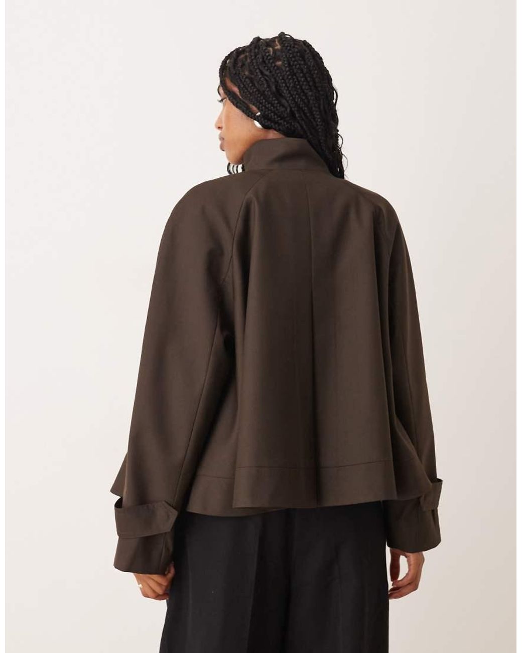 ASOS Brown Tailored Raglan Sleeve High Neck Swing Jacket