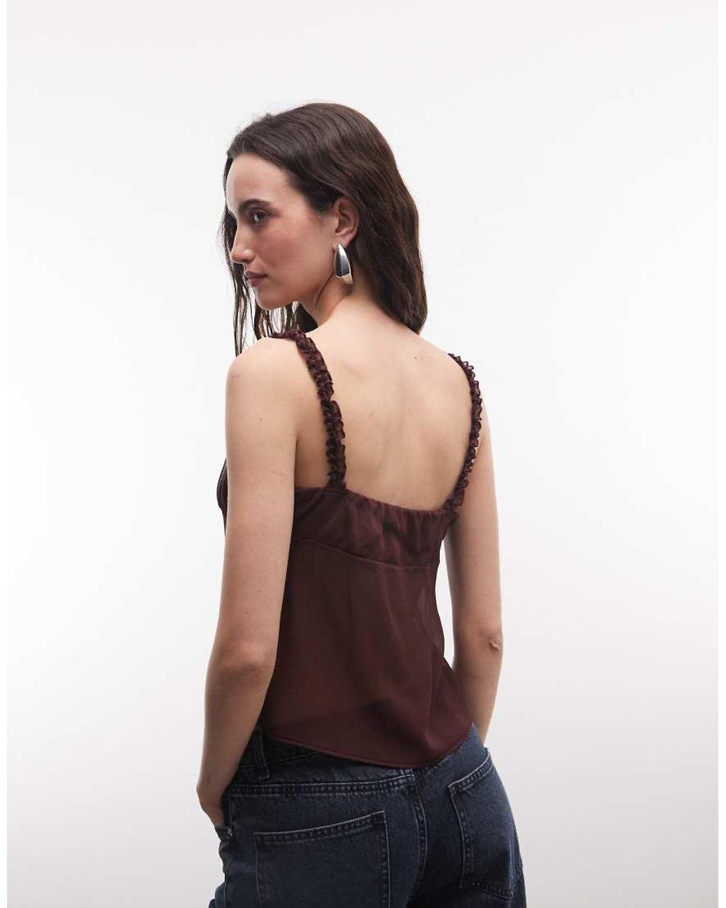 Reclaimed Vintage Brown Crinkle Chiffon Blouse