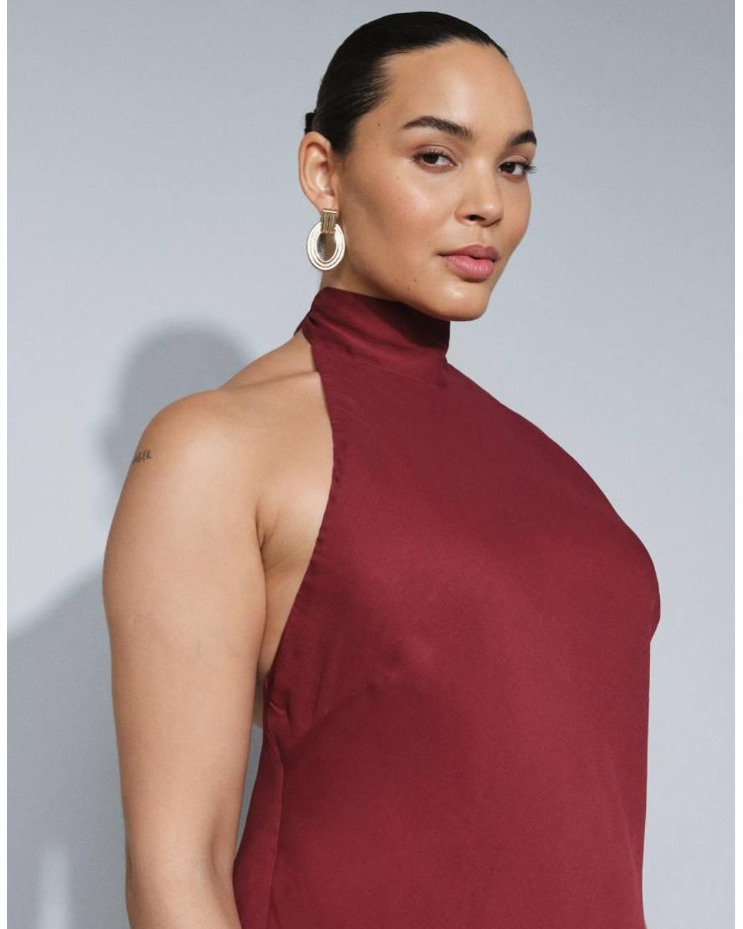 ASOS Red Asos Design Curve Tie Halter Neck Maxi Dress