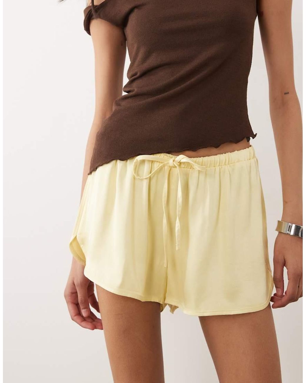 ASOS Natural Satin Micro Runner Short
