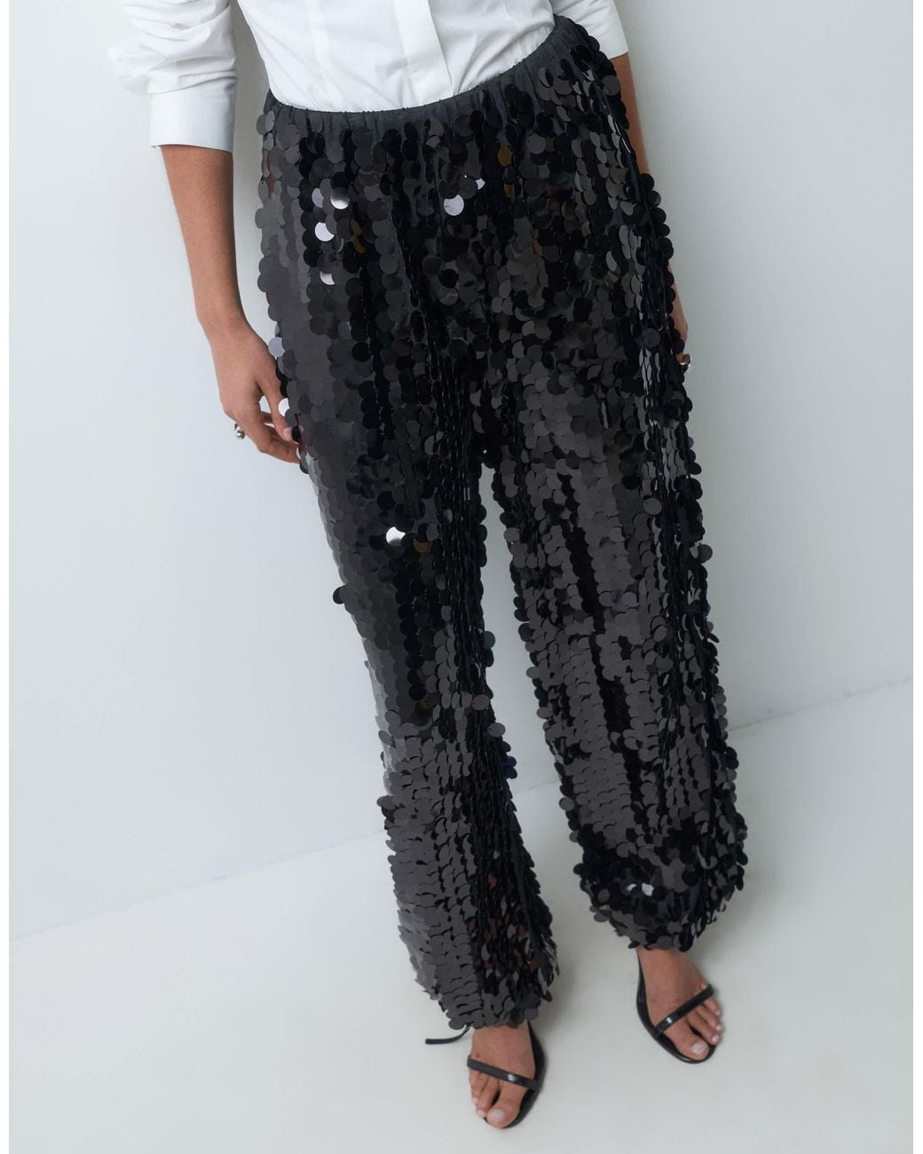 Never Fully Dressed Gray Disc Sequin Elasticated Waist Balloon Trouser
