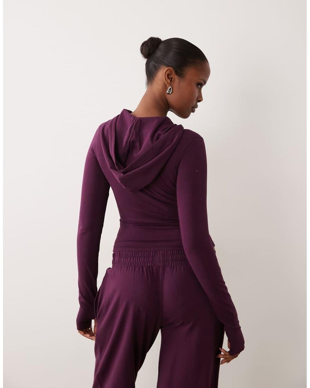 Kaiia Purple Cotton Rich Zip Through Hoodie Co-ord