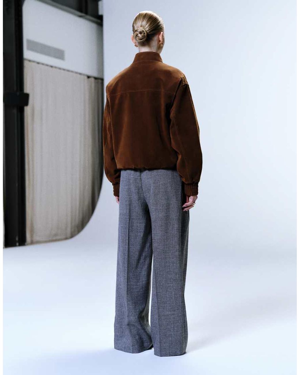 TOPSHOP Multicolor Raw Hem Low Slung Double Pleated Tailored Trouser