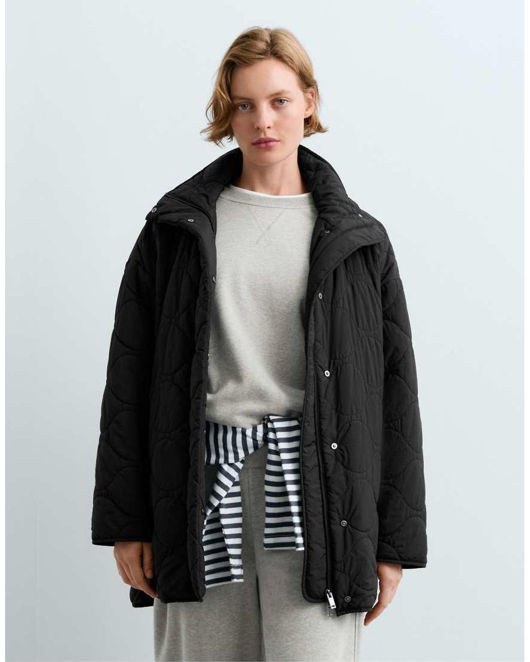 Oysho Black Fellex Aerogel Waterrepellent Padded Midi Jacket