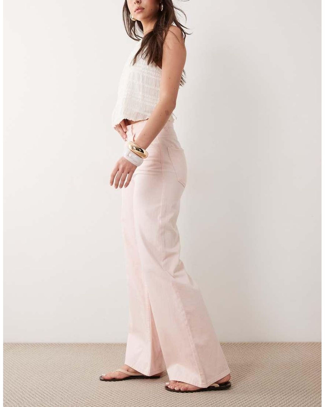 Mango Pink Belle 100% Cotton Wide Leg Jean