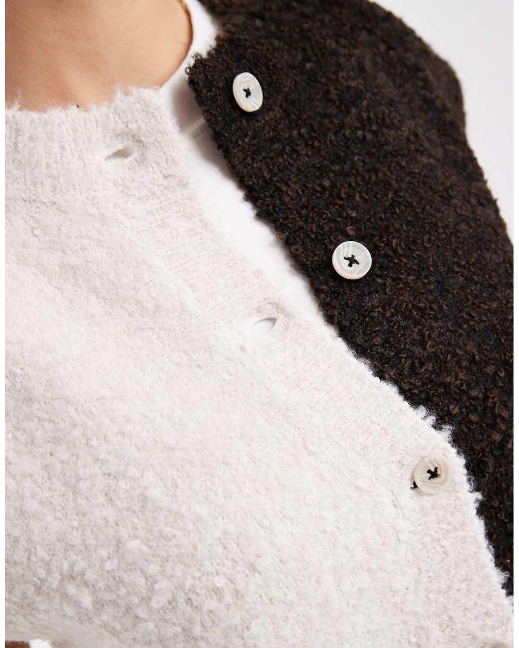 Object White Contrast Boucle Knitted Vest