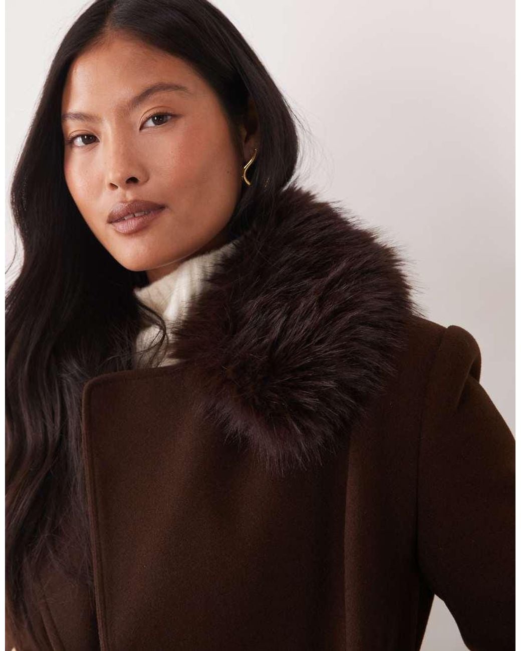 Miss Selfridge Brown Formal Belted Coat