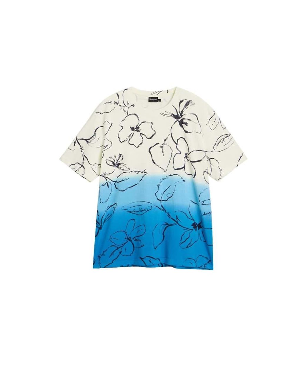 Desigual Blue Tropical Gradient T-Shirt for men