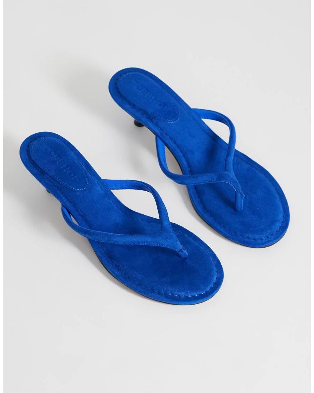 TOPSHOP Blue Axel Toe Thong Mid Heel Sandal