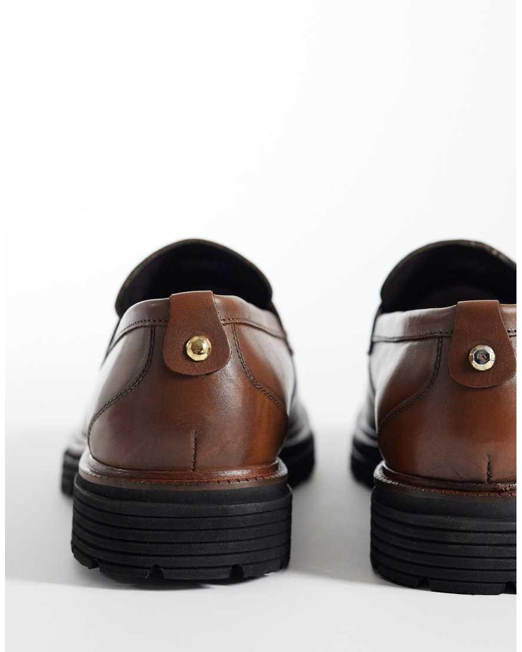 ASOS Brown Penny Loafer With Cleated Sole for men
