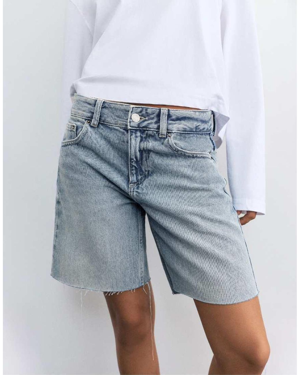 Pull&Bear Blue Low-rise Denim Bermuda Shorts