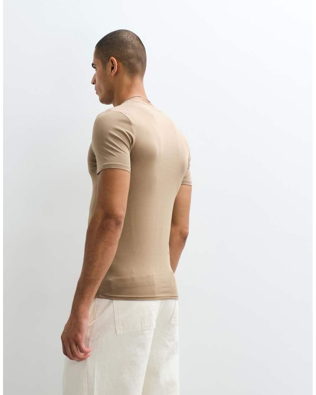 ASOS Basic Muscle-Fit T-Shirt in het White voor heren