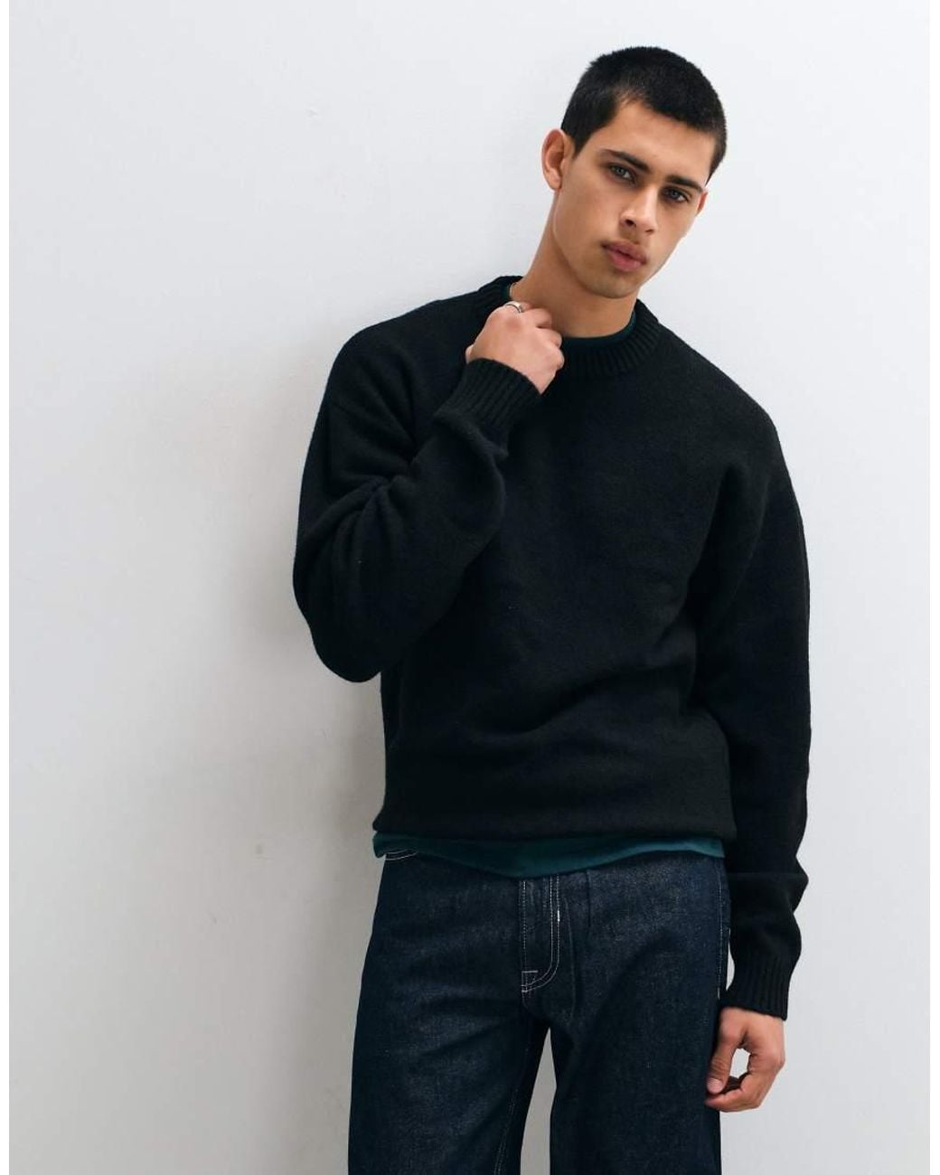 Jack & Jones Blue Relaxed Fit Fluffy Sweater for men