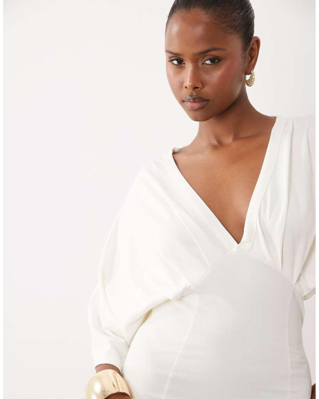 ASOS White Grecian V-neck Mini Dress