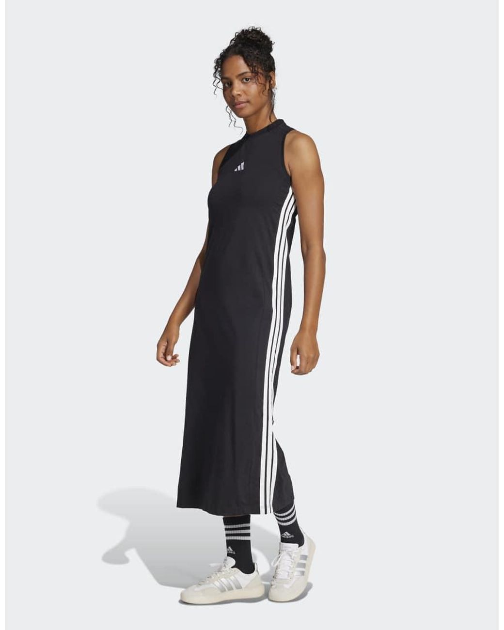 Adidas Originals White Essentials 3-Stripes Long Racerback Dress