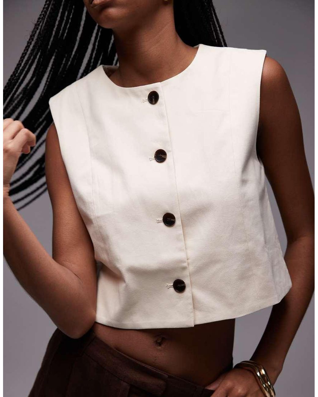 Mango Natural Round Neck Waistcoat