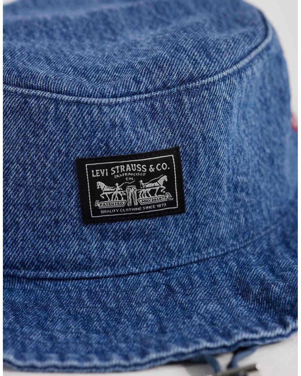 Levi's Blue Drawstring Bucket Hat for men