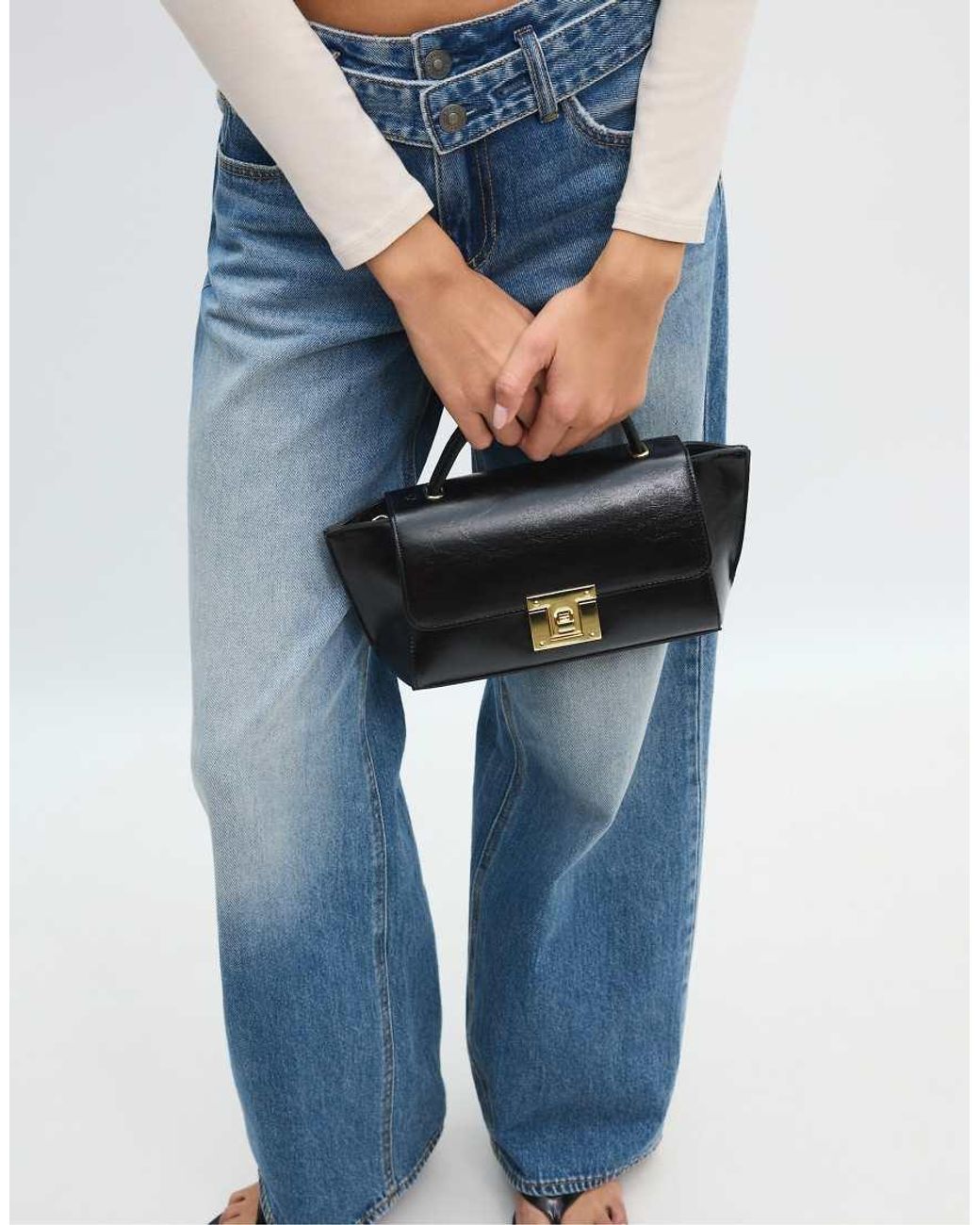 Stradivarius Black Crossbody Bag With Flap Closure