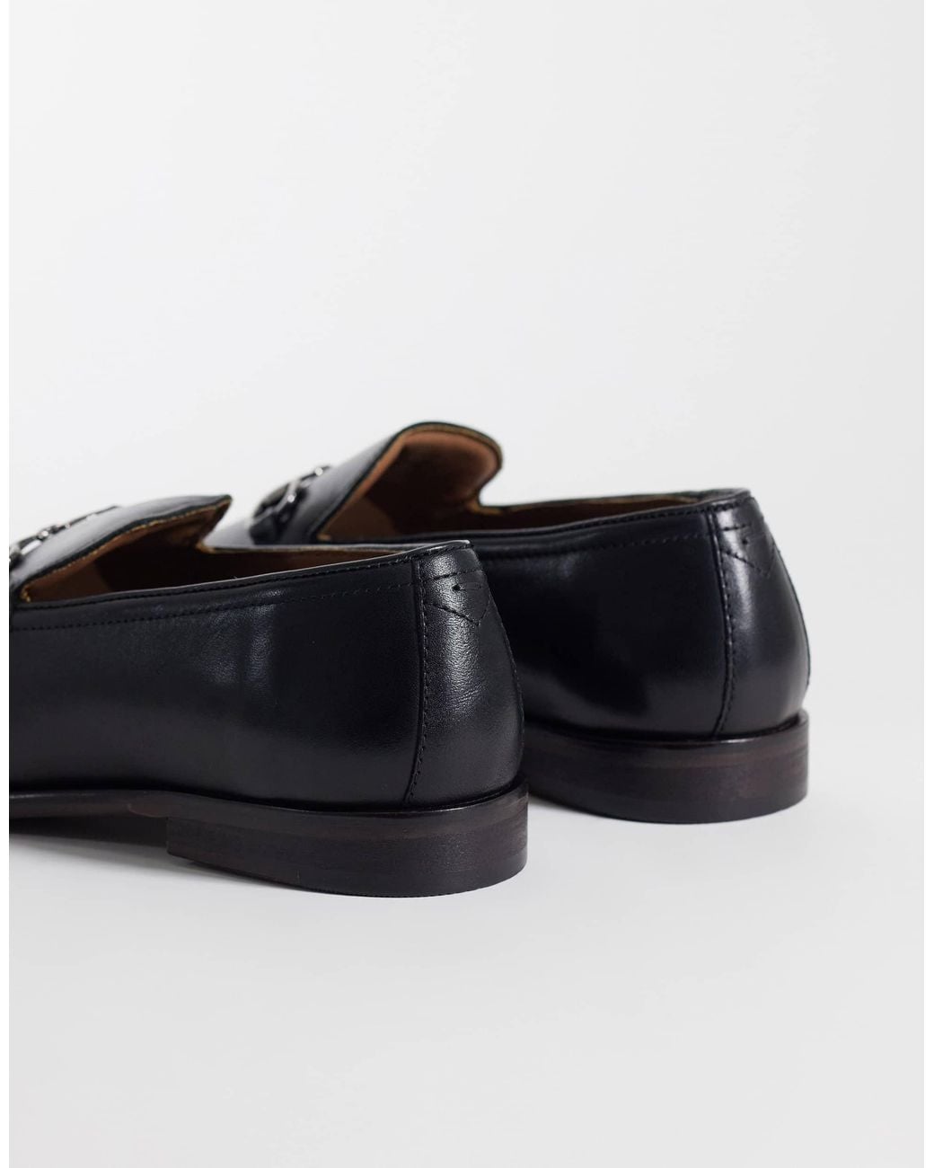 ASOS Black Slim Loafers With Snaffle for men