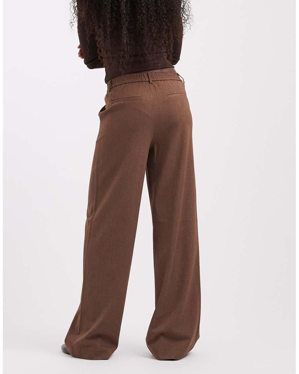 Object Brown Wide Leg Tailored Trousers Co-ord