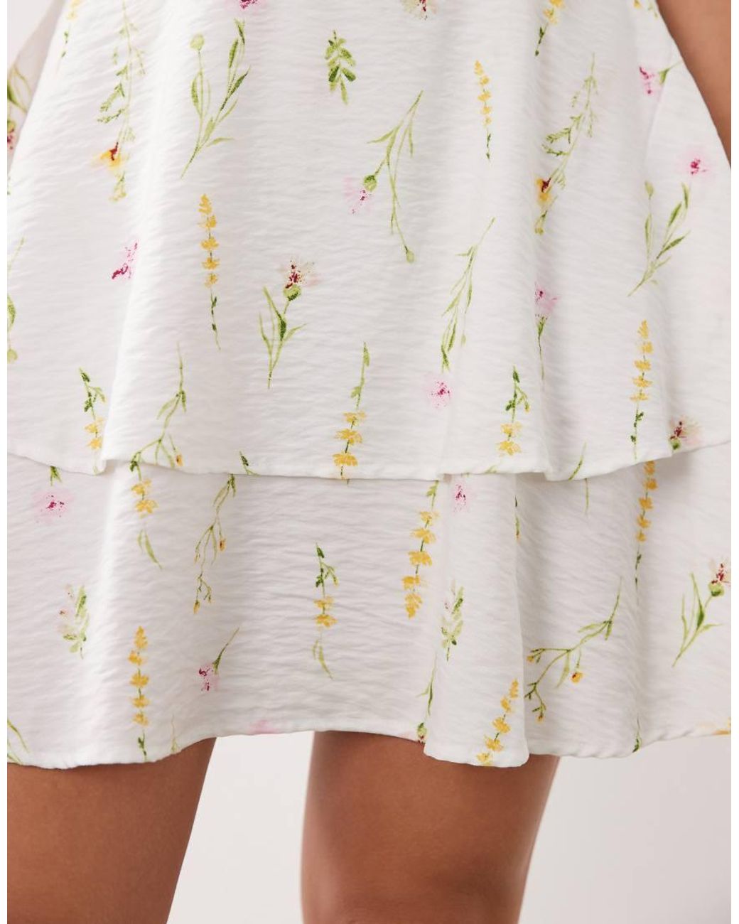 Vila White Tiered Flippy Mini Skirt