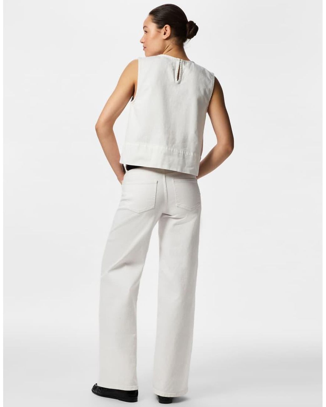 Pieces White Sleeveless Top
