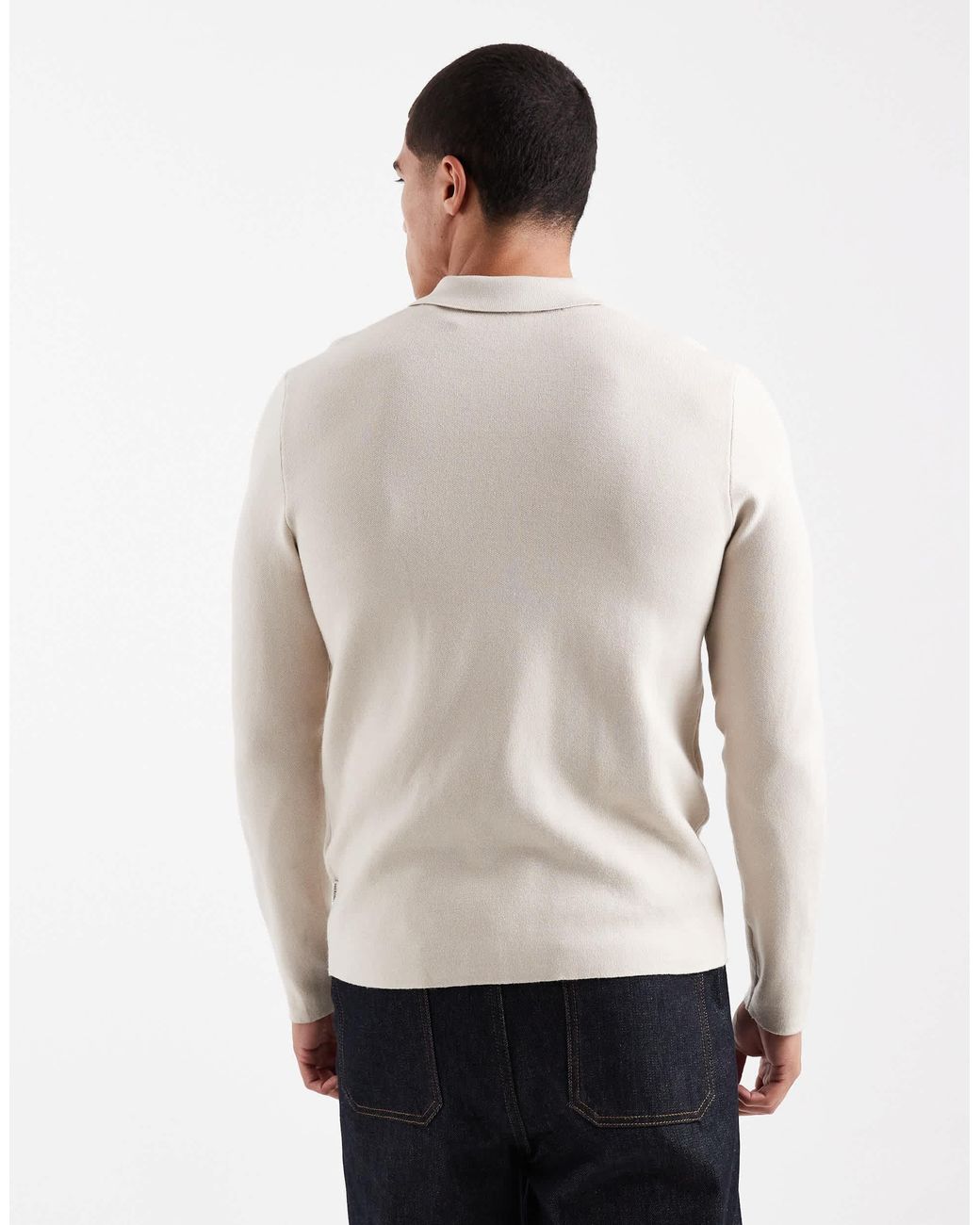 Only & Sons – gestricktes polo-oberteil in White für Herren