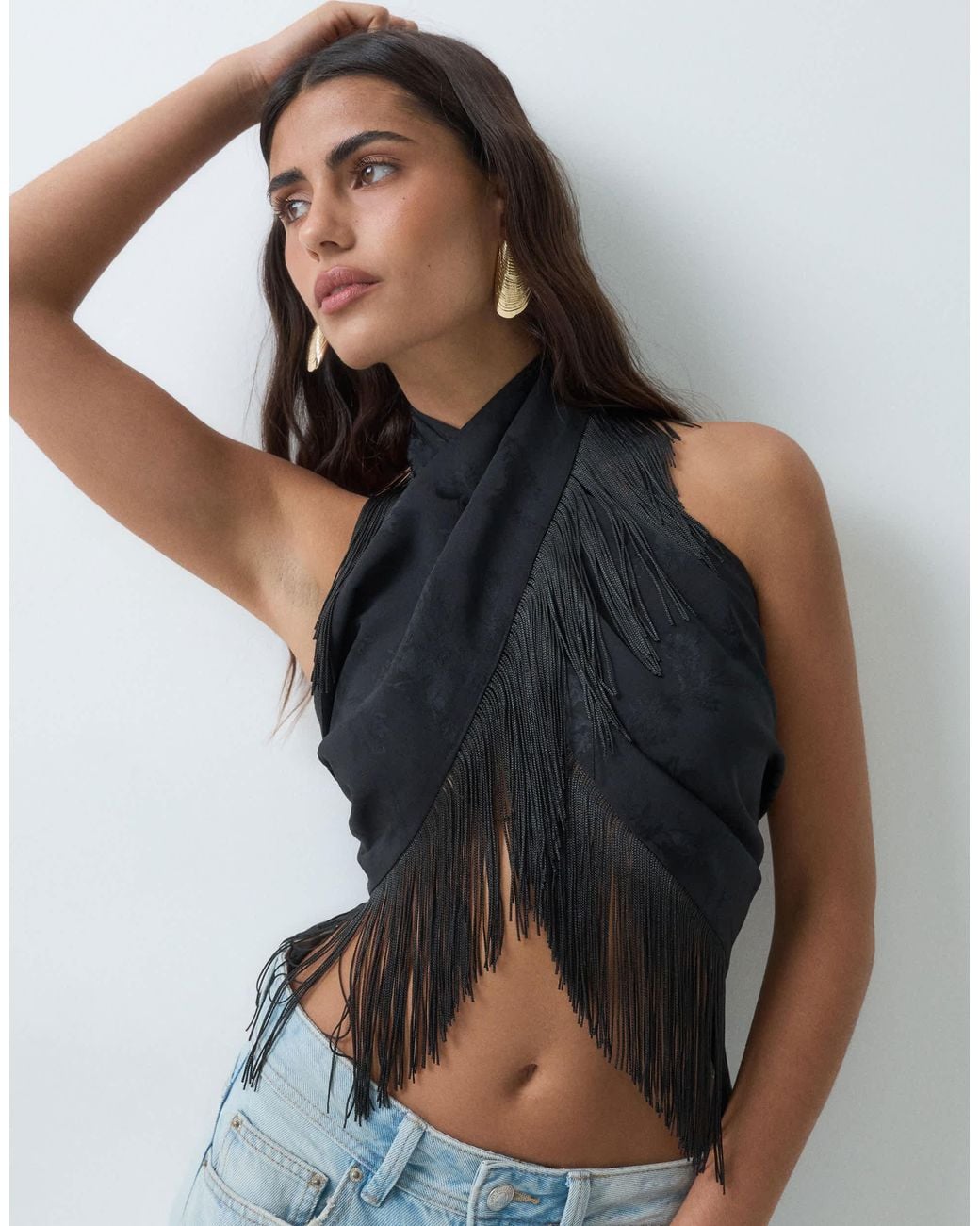 ASOS Satin Multiway Scarf Top in Blue | Lyst