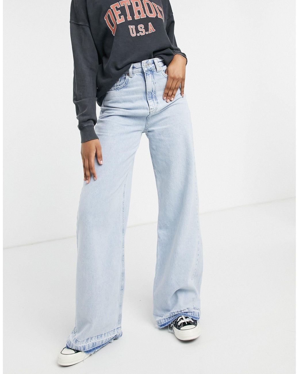 Stradivarius Super Wide Leg Jeans in Blue | Lyst Australia