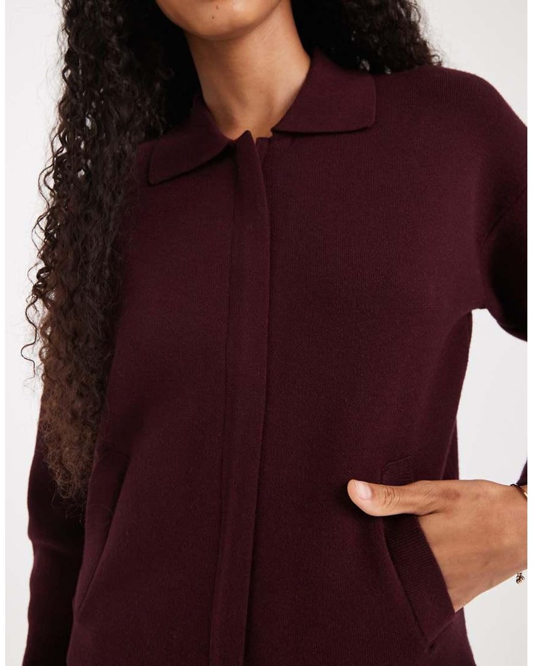 New Look Purple Zip Through Colla Cardigan
