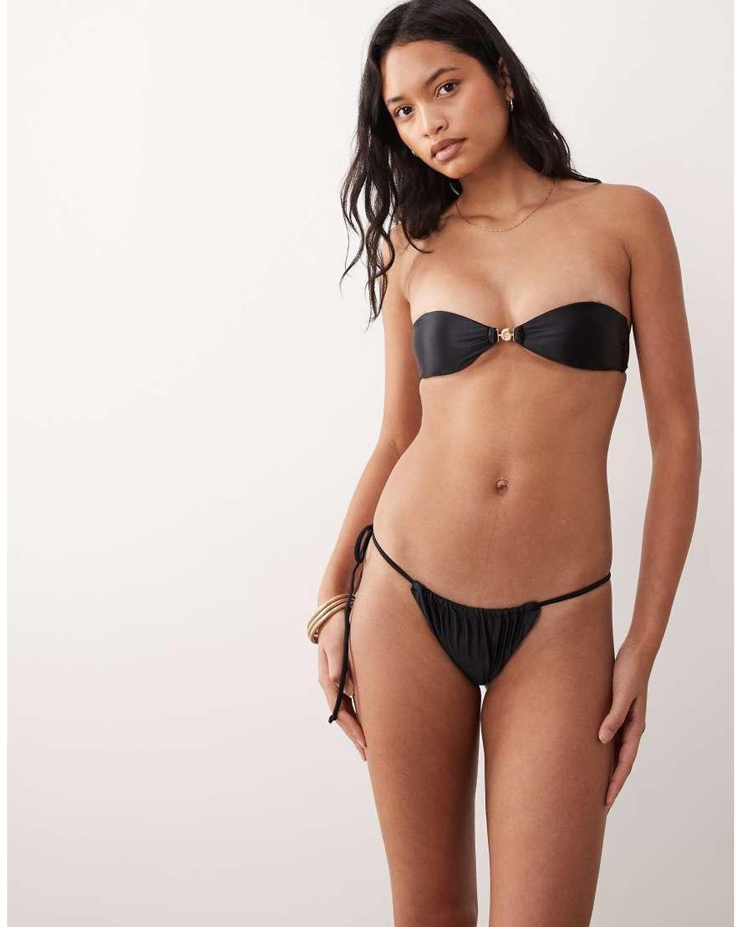 Cotton On Black Bandeau Bikini Set