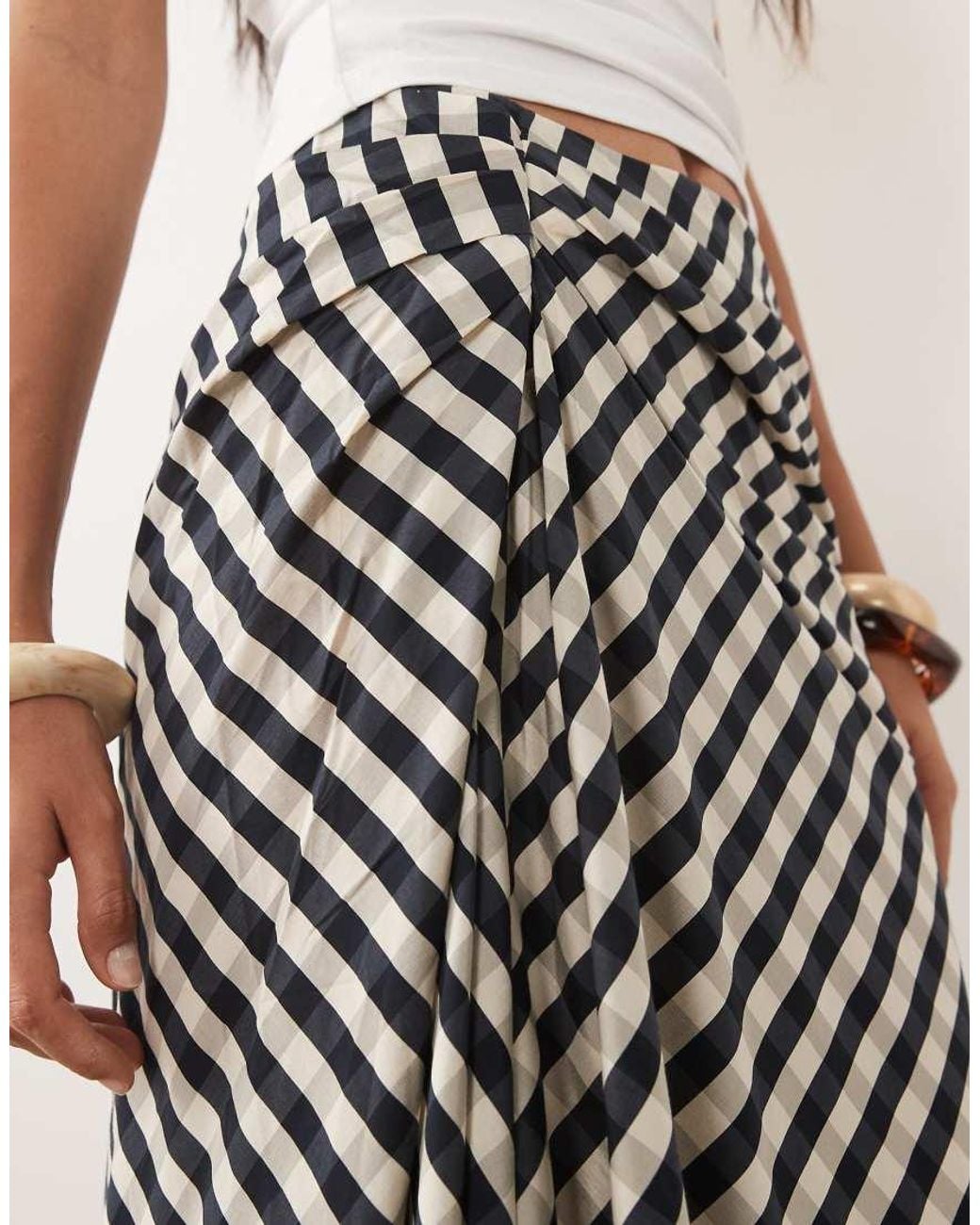Mango Natural Ruched Side Midi Skirt