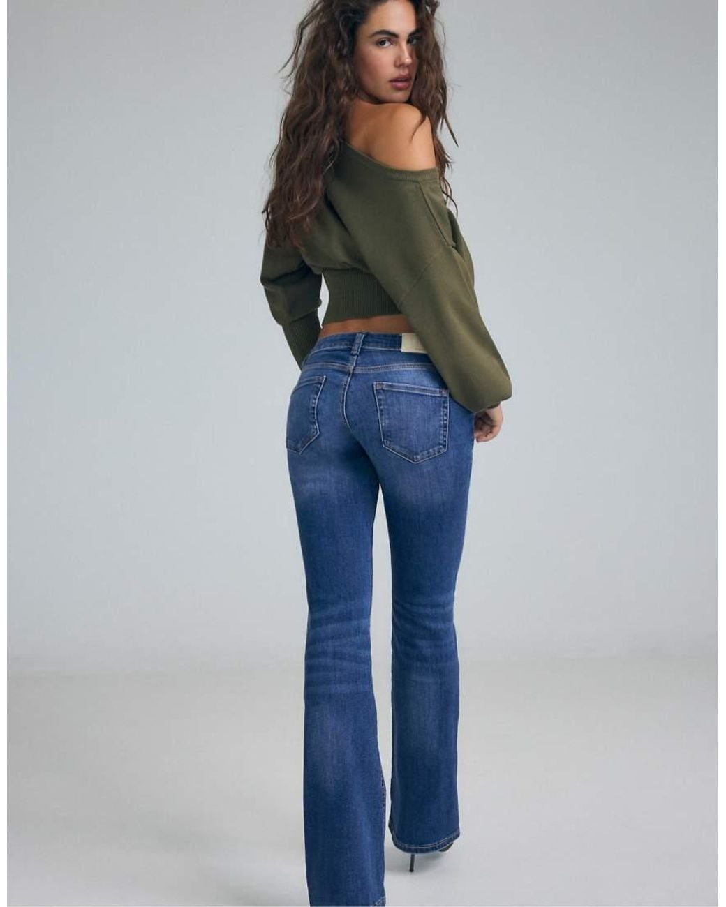 Stradivarius Blue D67 Slim Fit Boot-cut Jeans