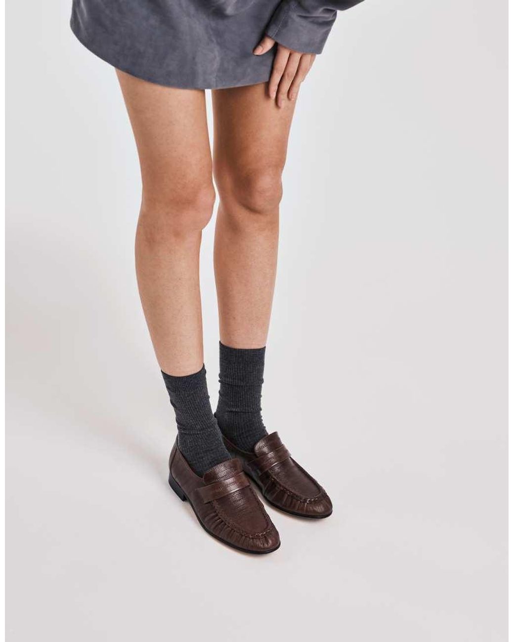 Tony Bianco Gray Gatsby Leather Loafers