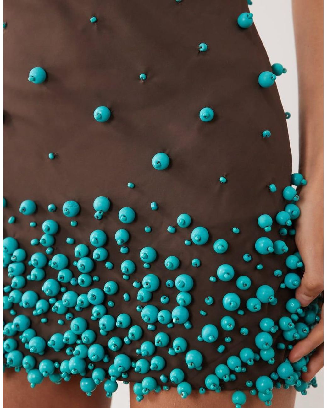 ASOS Green Bubble Bead Halter Shift Mini Dress