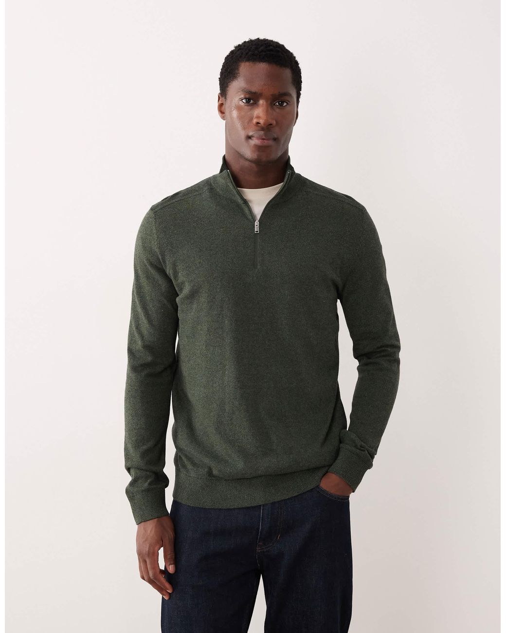 Pull avec col zippé - foncé SELECTED pour homme en coloris Gray