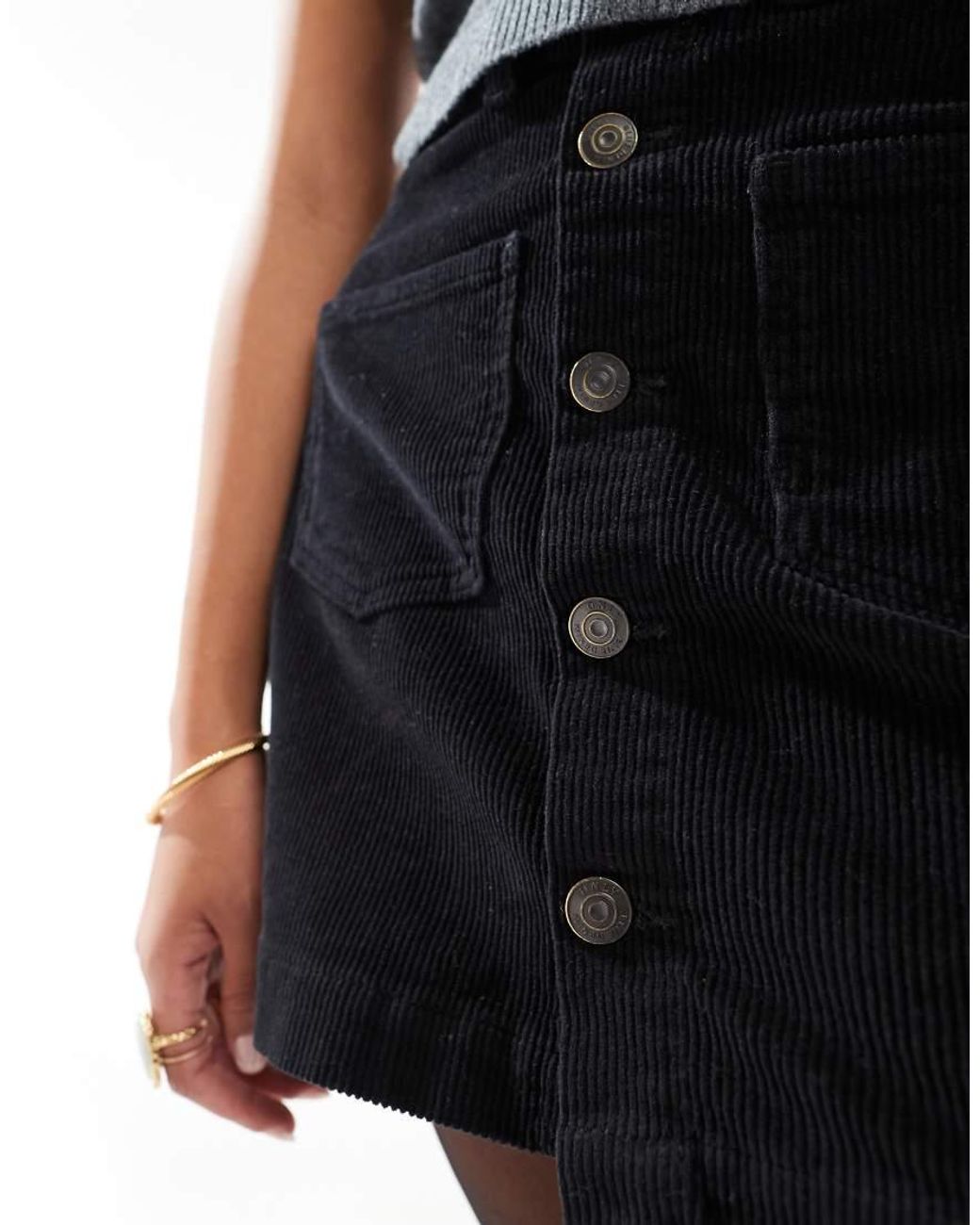 ONLY Blue Cord Button Through Mini Skirt