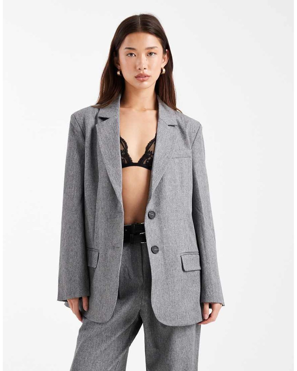 4th & Reckless Gray Oversized Pocket Detail Mansy Blazer