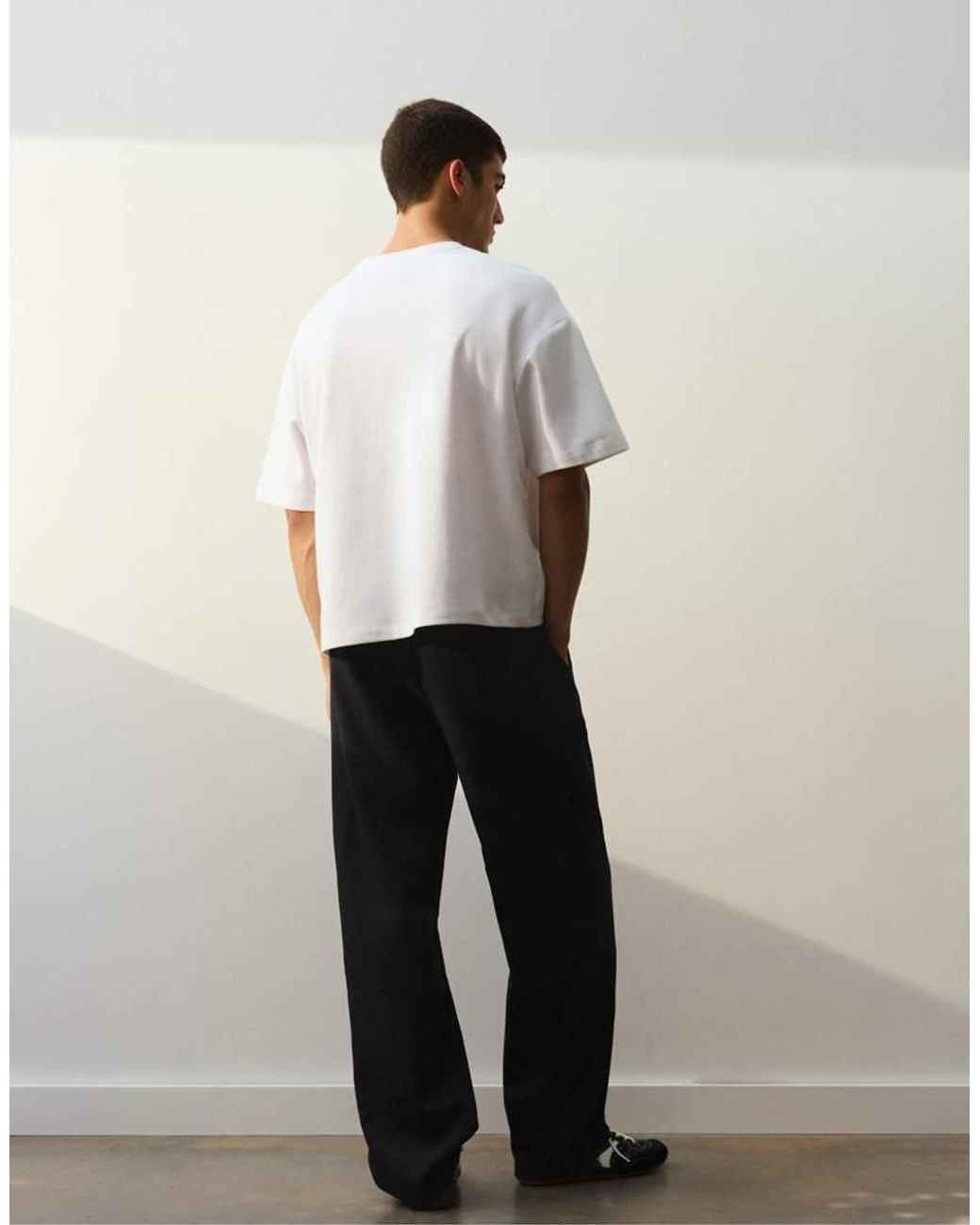 Pull&Bear White Tailored Fit jogger Trousers for men