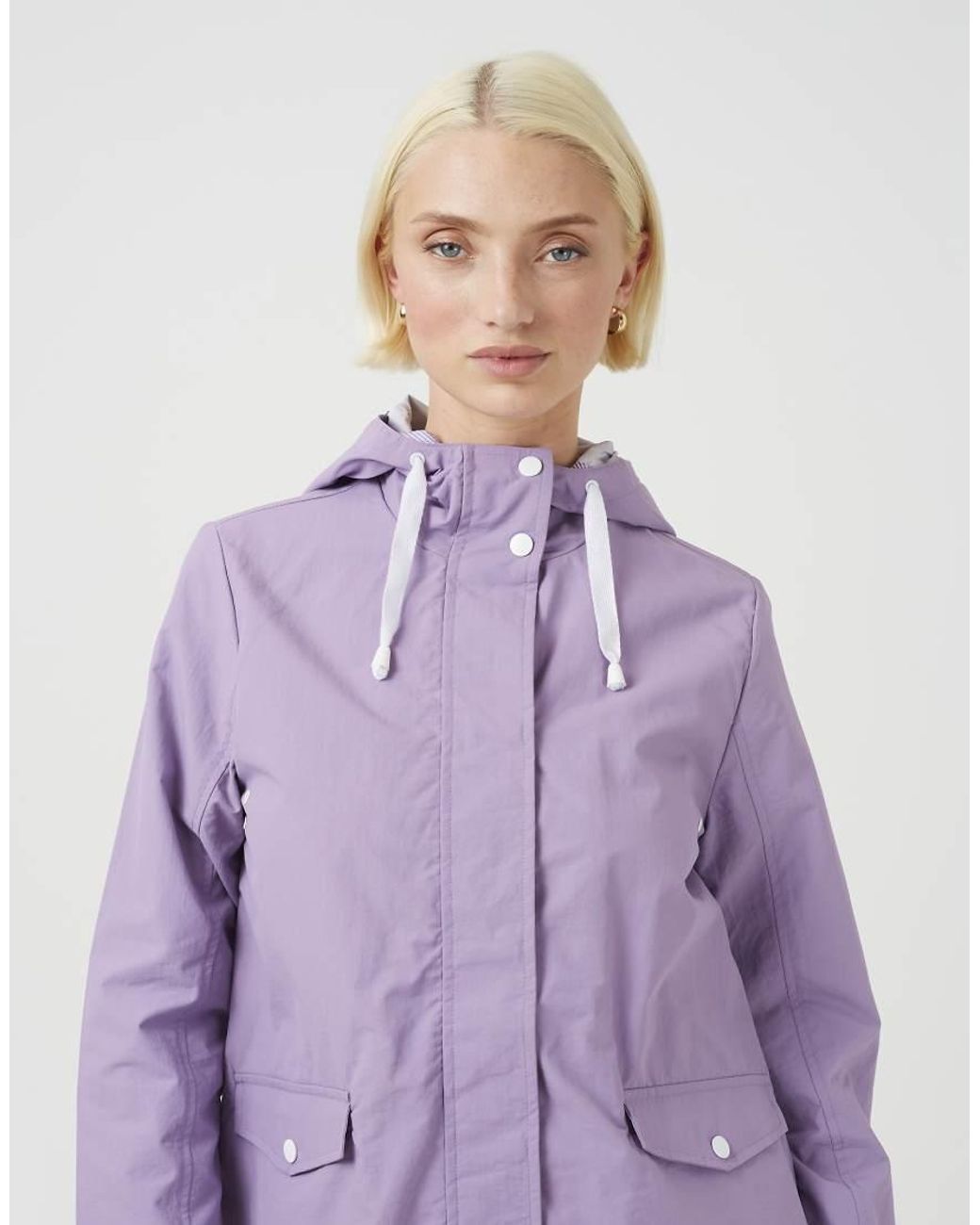 Brave Soul Purple Lightweight Coated Hooded Jacket