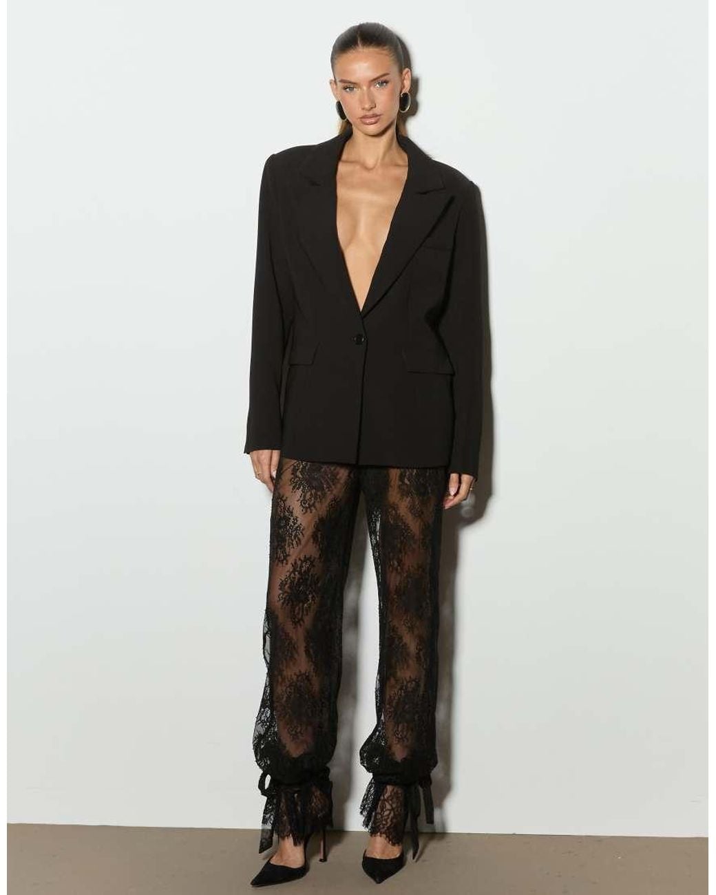 Noughts & Kisses Black Zinnia Tailored Oversized Shoulder Pad Blazer