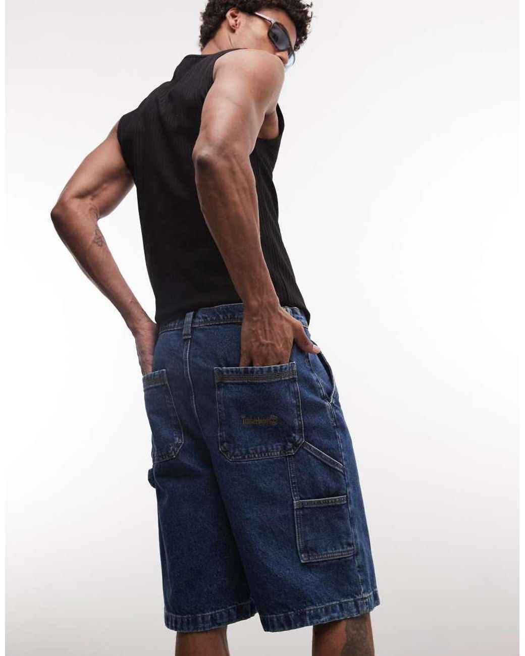 Timberland Blue Denim Carpenter Shorts for men