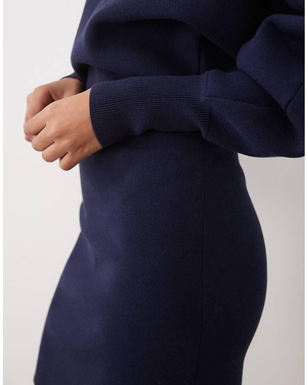 ASOS Blue Premium High Neck Batwing Compact Mini Knitted Dress