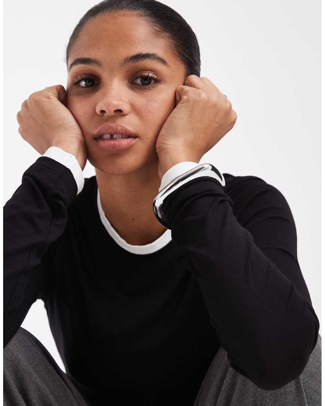 Best Rowing Designs ASOS Crew Long Sleeve Double Layer Top in Black | Lyst UK