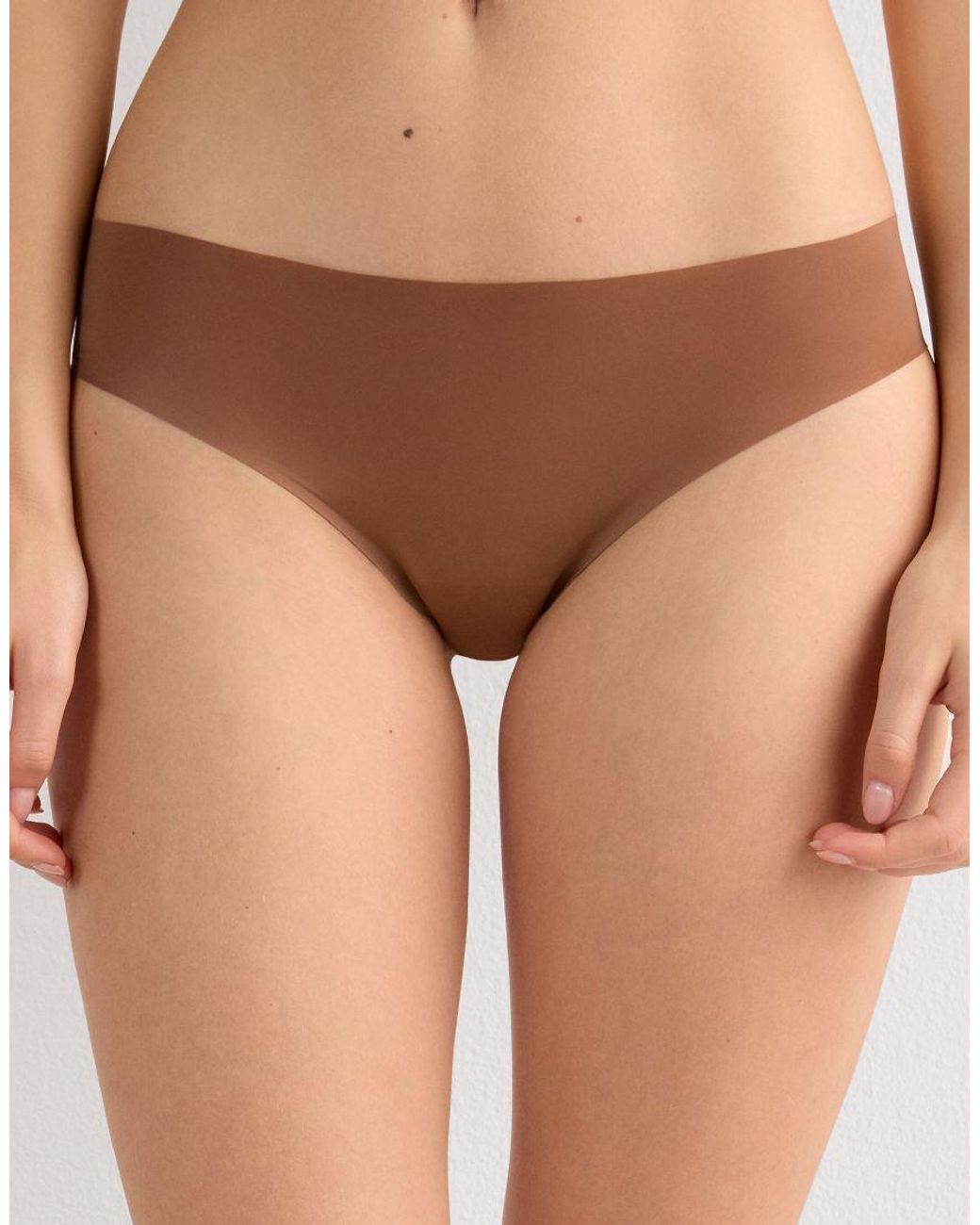 Intimissimi Brown Seamless Microfibre Snug-Fit Panties