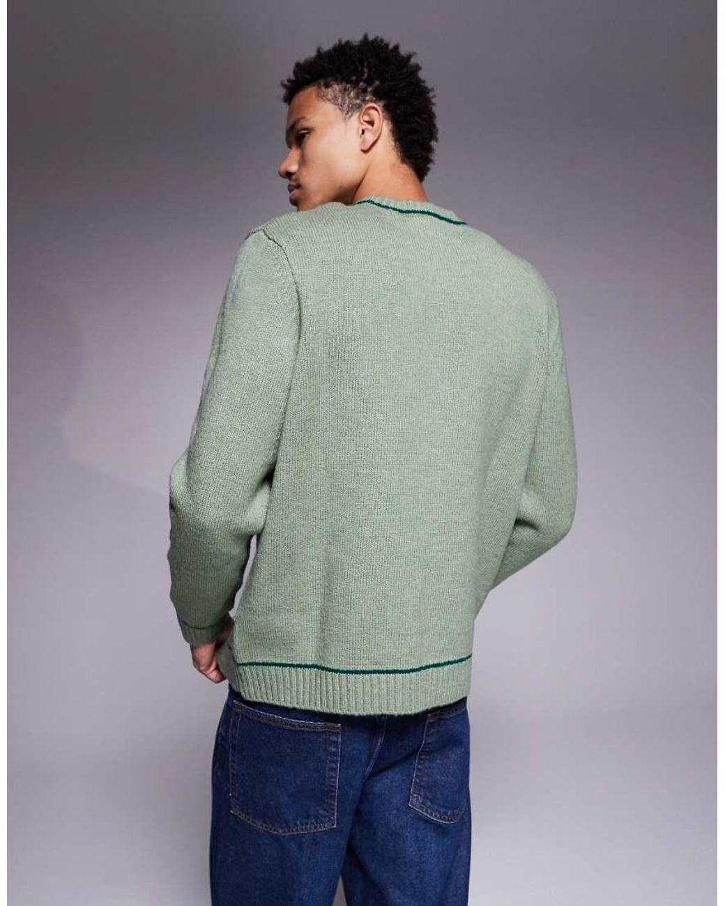 ASOS Gray Relaxed Knitted Crew Neck Jumper for men