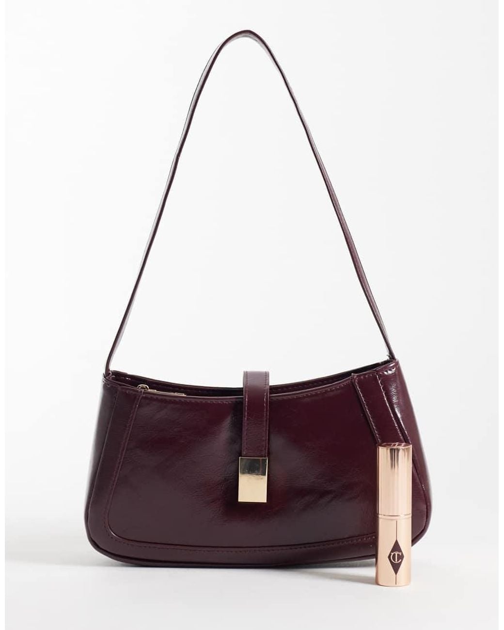 New Look Purple Croc Buckle Detail Shoulder Bag